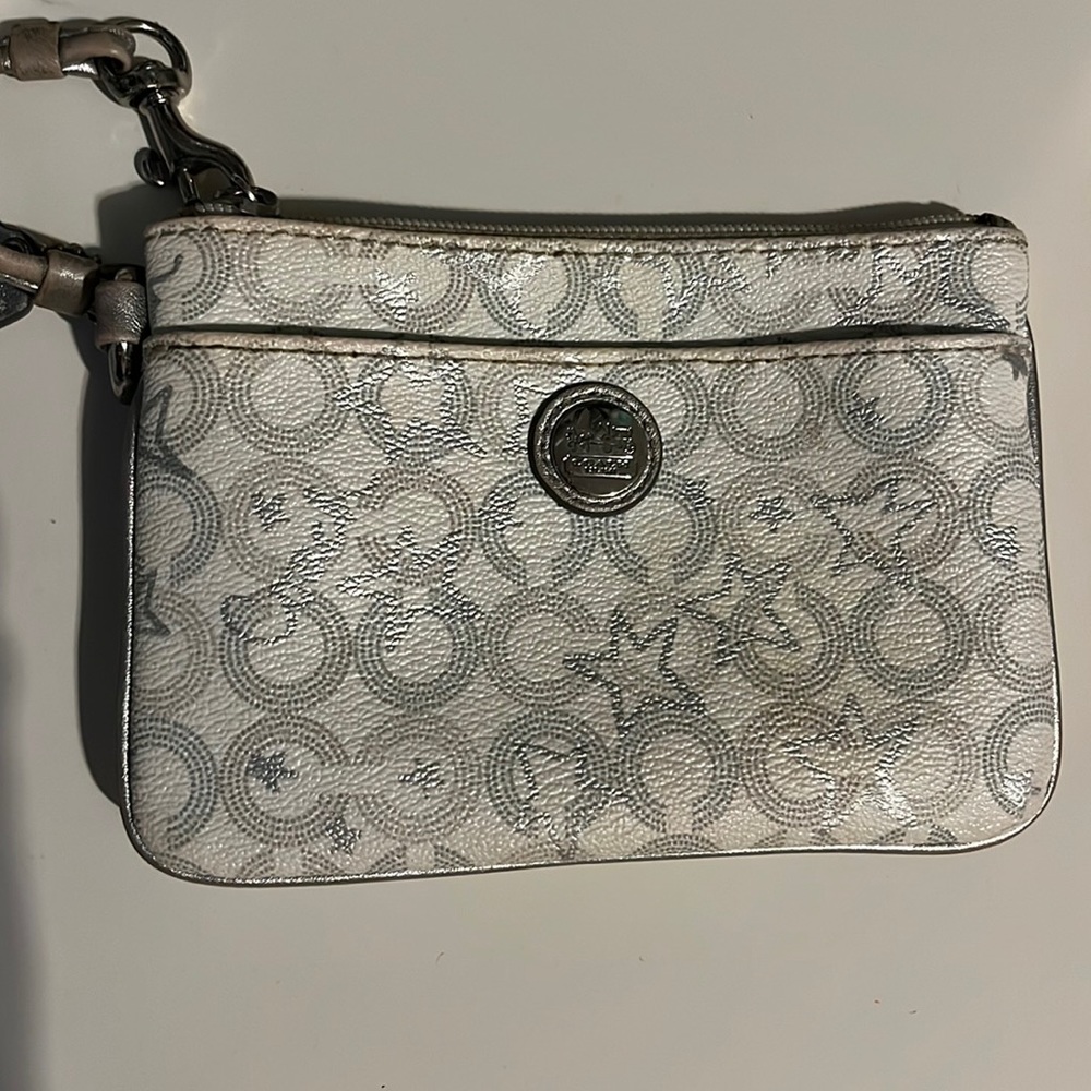 Silver Coach Wristlet